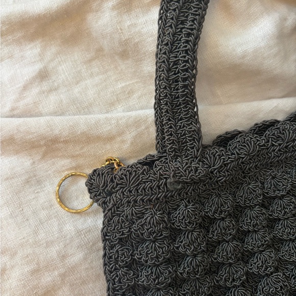 Elegant Black Crochet Tote Bag - Picture 2 of 3